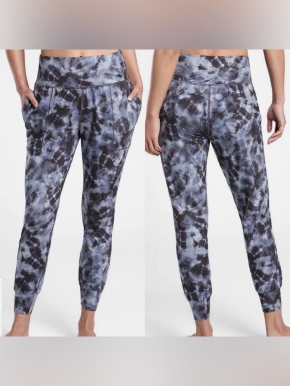 Athleta Women's Salutation Printed High Rise Jogger Size SM Blue/Gray/Black